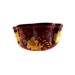 Laurie GatesWare X-Large Autumn Fall Decor Scalloped Edge Punch ServingBowl 13"